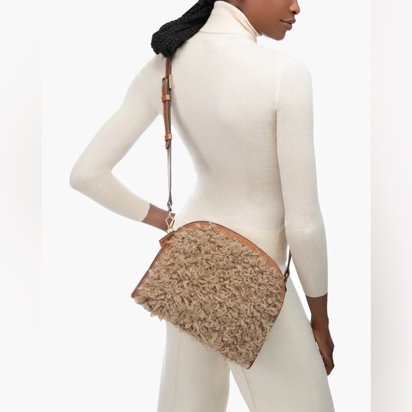 Eric Javits Baa Dome Faux Fur Crossbody Bag in Camel - Picture 3 of 16